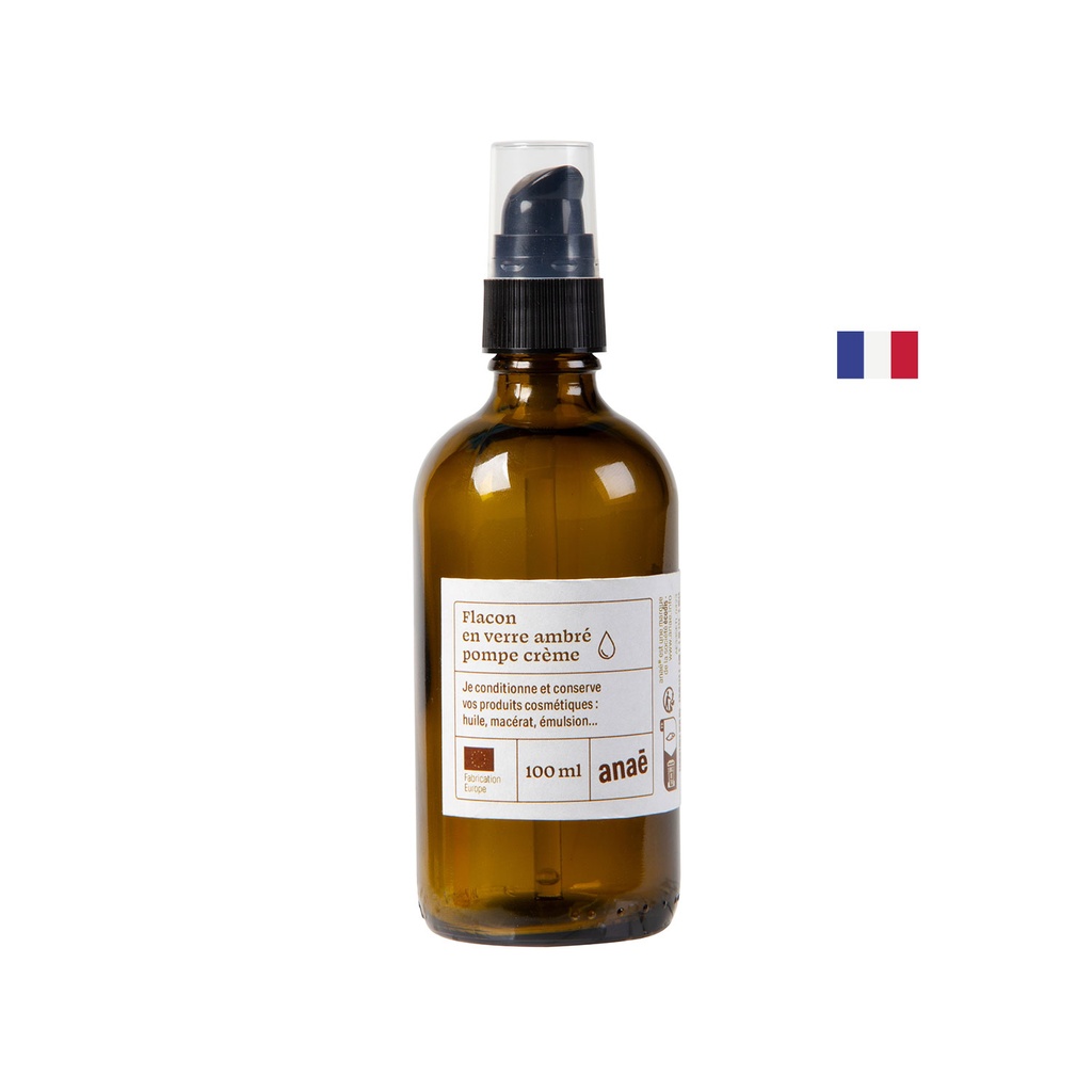 Flacon pompe crème verre ambré 100ml 