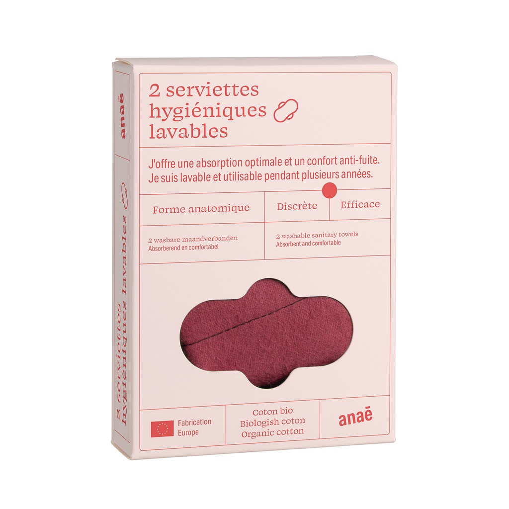 Serviette Hygiénique Lavable - Flux moyen (2 pièces)