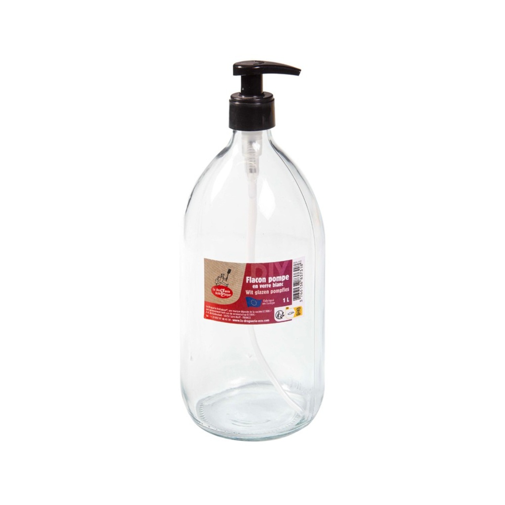 Flacon à Pompe - Verre transparent 1L